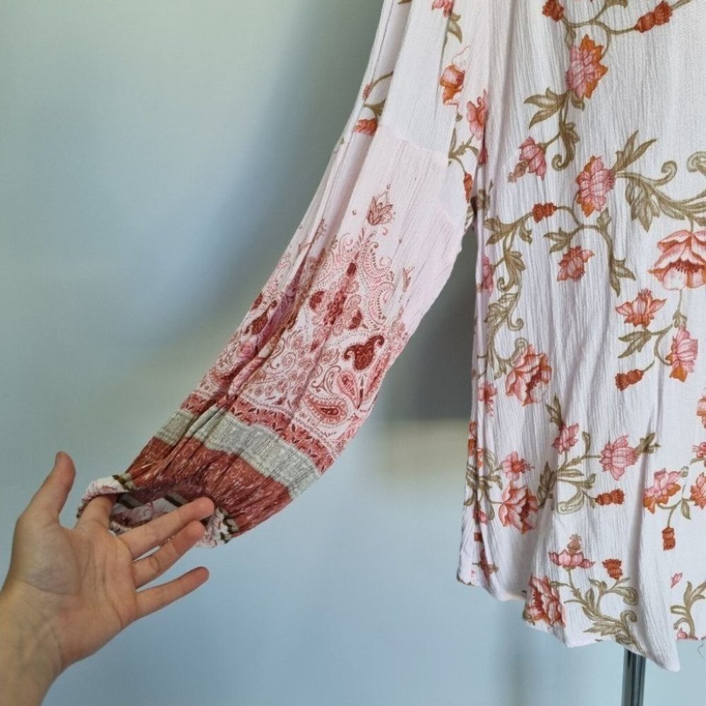 City Chic Multicolour Boho Floral Baloon Sleeve Blouse Plus Size XS - Picture 5 of 7